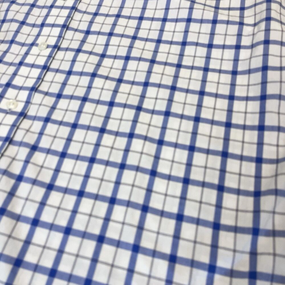 LL Bean Wrinkle & Stain Resistant Shirt XL Plaid Blue Button Down Long Sleeve - Picture 8 of 8